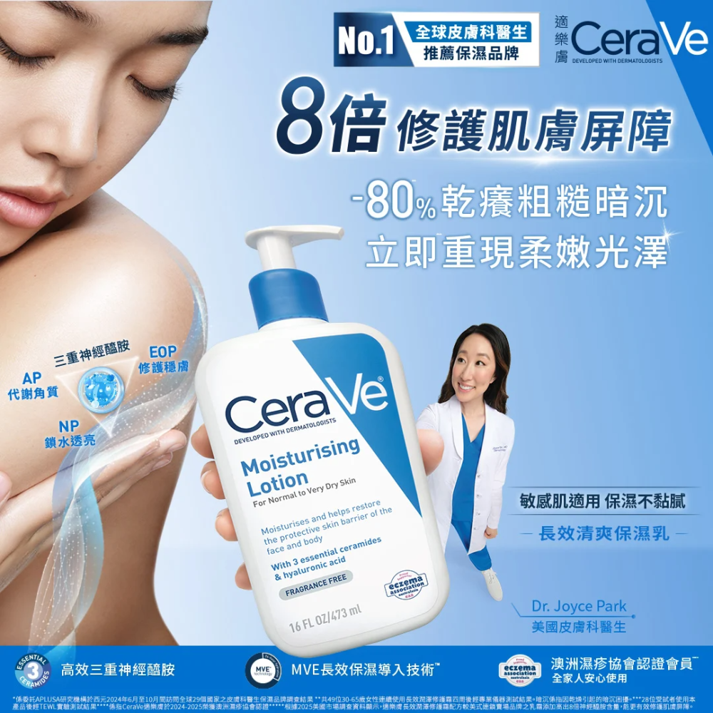 【藥局直營】CeraVe 適樂膚-長效清爽保濕乳|神經醯胺|玻尿酸(買即隨機贈適樂膚小樣) 大昕藥局-細節圖3