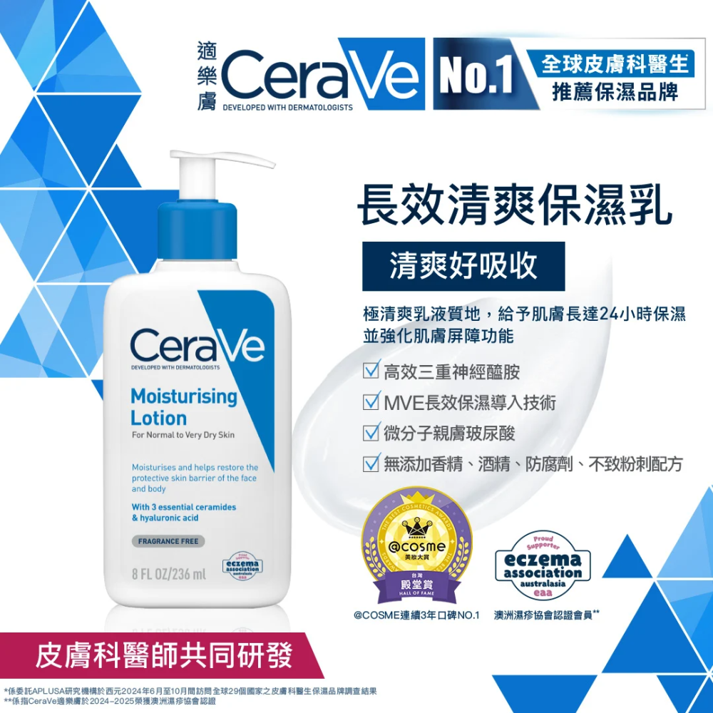 【藥局直營】CeraVe 適樂膚-長效清爽保濕乳|神經醯胺|玻尿酸(買即隨機贈適樂膚小樣) 大昕藥局-細節圖4