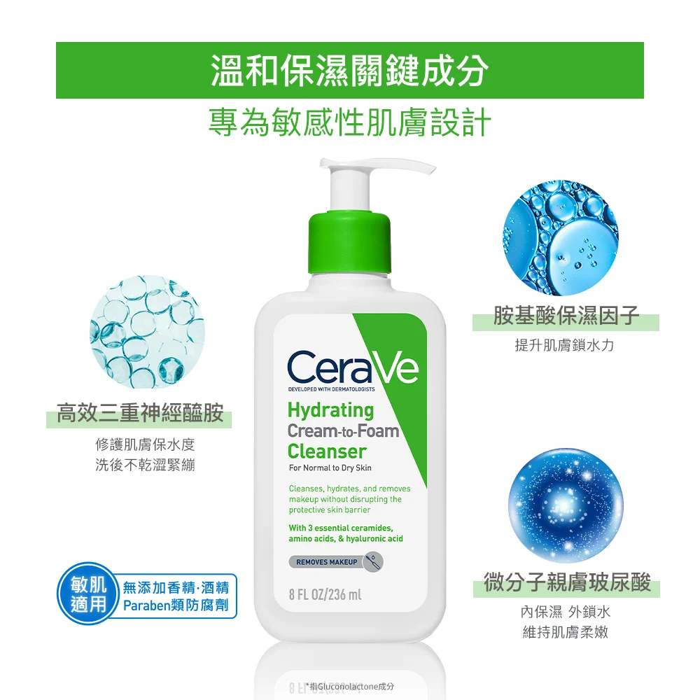 【藥局直營】CeraVe 適樂膚-溫和洗卸泡沫潔膚乳 100ml 236 ml(買即隨機贈適樂膚小樣) 大昕藥局-細節圖3