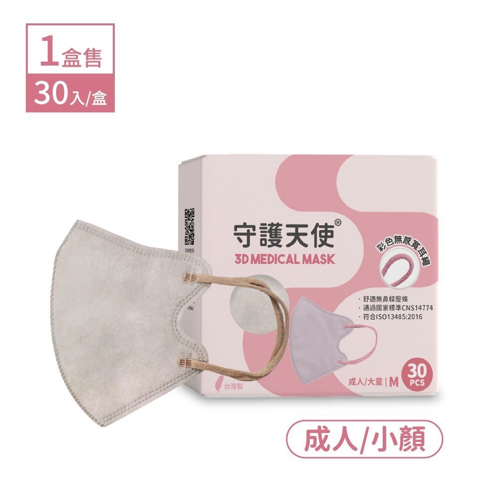 守護天使 成人3D醫用口罩 耳繩款 30入 M 成人小臉/大童 大昕藥局-規格圖8