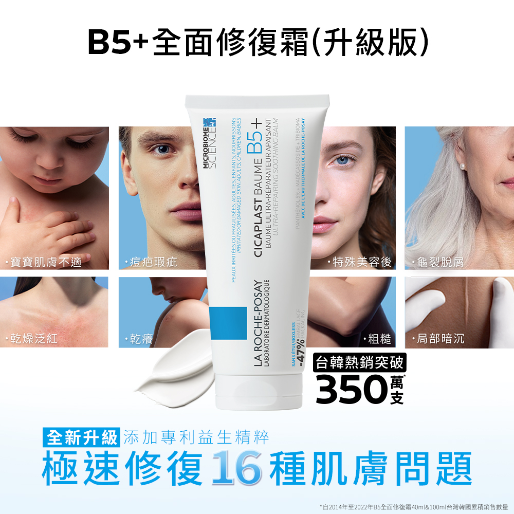 【藥局直營】La Roche Posay理膚寶水 B5+全面修復霜(升級版) 100ml 贈15mL*1及適樂膚體驗包-細節圖2