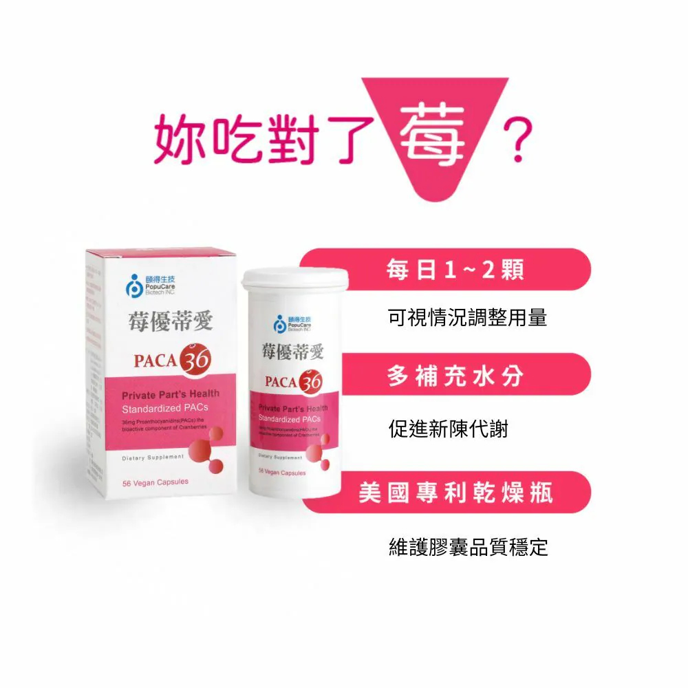 【藥局直營】頤得生技 莓優蒂愛 PACs36mg蔓越莓|GR-1®RC-14®益生菌|甘胺酸鋅|西印度櫻桃| 大昕藥局-細節圖2