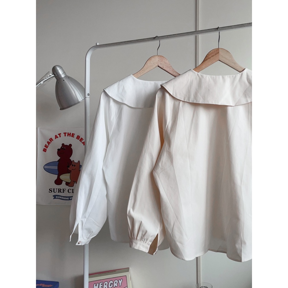 Pangkupangku 雲朵大領片澎袖襯衫-細節圖3