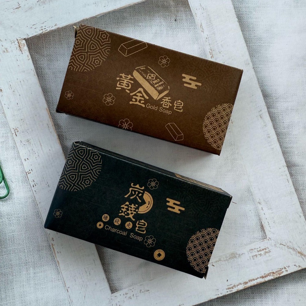 [貝恩甜甜圈] 賺錢皂 黃金皂 炭錢皂 肥皂 香皂 手工皂 肥皂禮盒 炭錢皂 黃金香皂 手工皂 香皂禮盒 80g 二入組-細節圖2