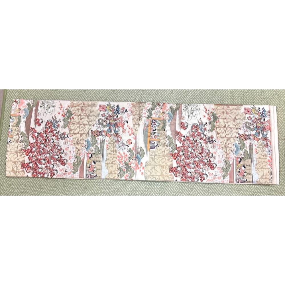 N202606A005  [中古袋帶] 六通袋帶．唐織．人物風景柄．金糸．正絹．逸品．長400．幅30-細節圖4