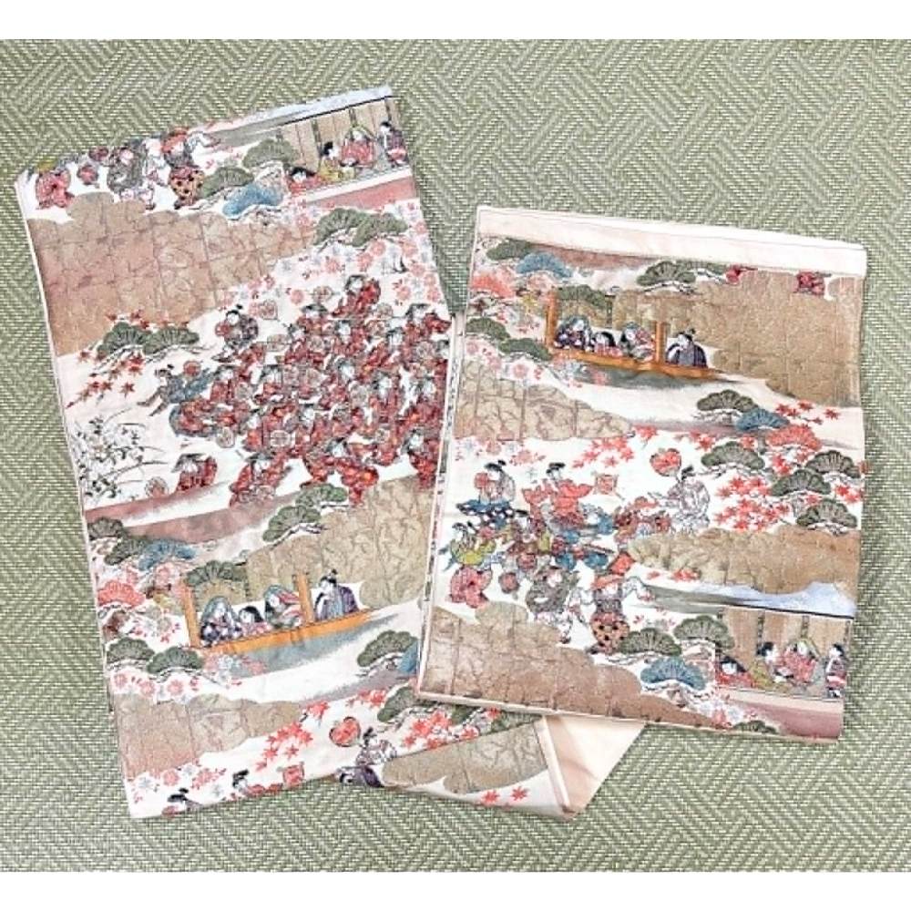 N202606A005  [中古袋帶] 六通袋帶．唐織．人物風景柄．金糸．正絹．逸品．長400．幅30-細節圖5
