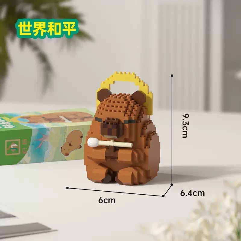 程湘嚴選 水豚君 卡皮巴拉 動物積木 快樂造型 鑽石積木 微型積木 益智拼裝 收藏擺飾 療癒小物 生日禮物 台灣現貨-規格圖3