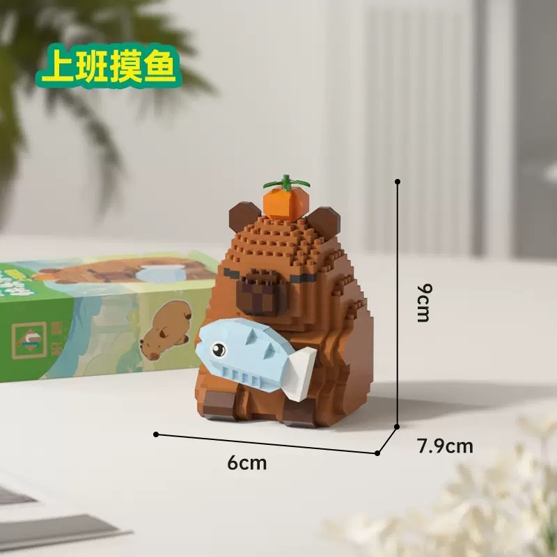 程湘嚴選 水豚君 卡皮巴拉 動物積木 快樂造型 鑽石積木 微型積木 益智拼裝 收藏擺飾 療癒小物 生日禮物 台灣現貨-規格圖3