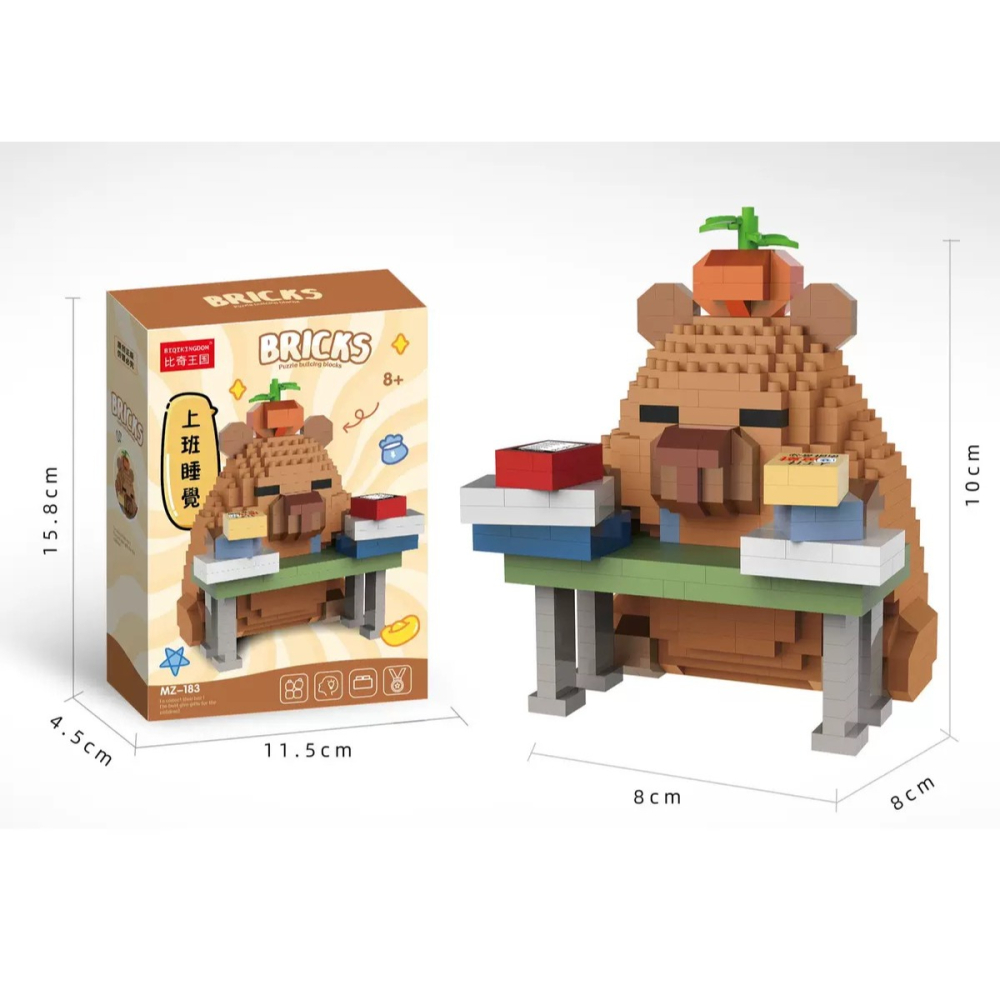 程湘嚴選 水豚君 卡皮巴拉 動物積木 上班造型 鑽石積木 微型積木 益智拼裝 收藏擺飾 療癒小物 生日禮物 台灣現貨-細節圖6