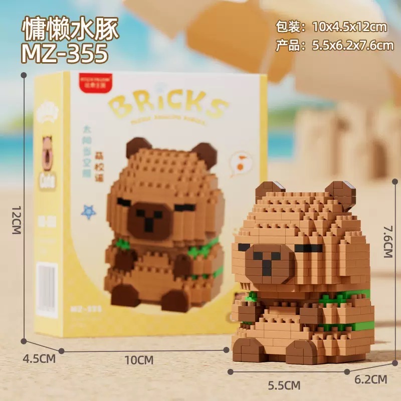程湘嚴選 水豚君 卡皮巴拉 水豚積木 動物積木 鑽石積木 微型積木 益智拼裝 收藏擺飾 療癒小物 生日禮物 台灣現貨-規格圖5
