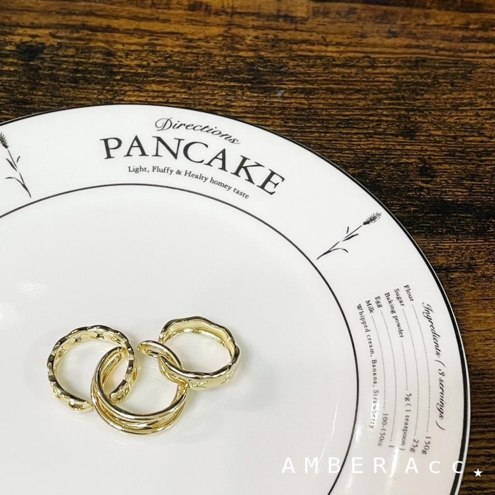 AMBER ACC⋆ 銀飾 個性 金屬 復古 套裝戒指 三入 鎖鏈 線條 圖案 可調式 簡約食指戒 設計 戒指-細節圖2