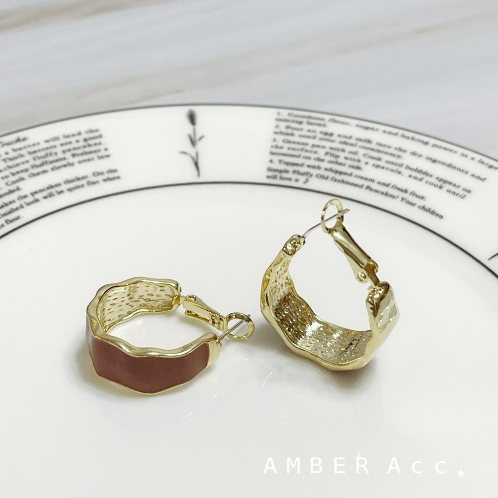 AMBER ACC⋆ 銀飾 韓版 S925 油滴 c字 幾何 復古 耳環 甜美清新 飾品 百搭 耳針-細節圖3