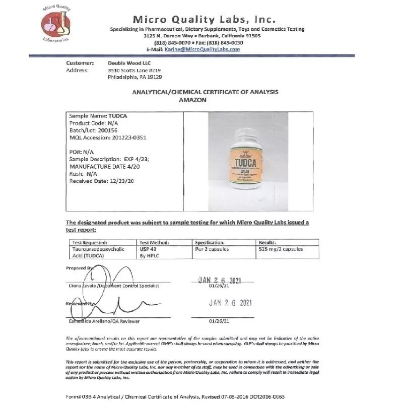 ［現貨］TUDCA 500 毫克份量，Double Wood 牛磺熊去氧膽酸 柏格醫生 Dr.berg 護肝利膽-細節圖3