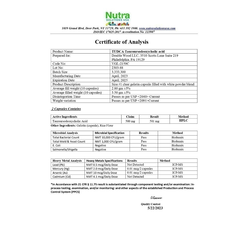 ［現貨］TUDCA 500 毫克份量，Double Wood 牛磺熊去氧膽酸 柏格醫生 Dr.berg 護肝利膽-細節圖6