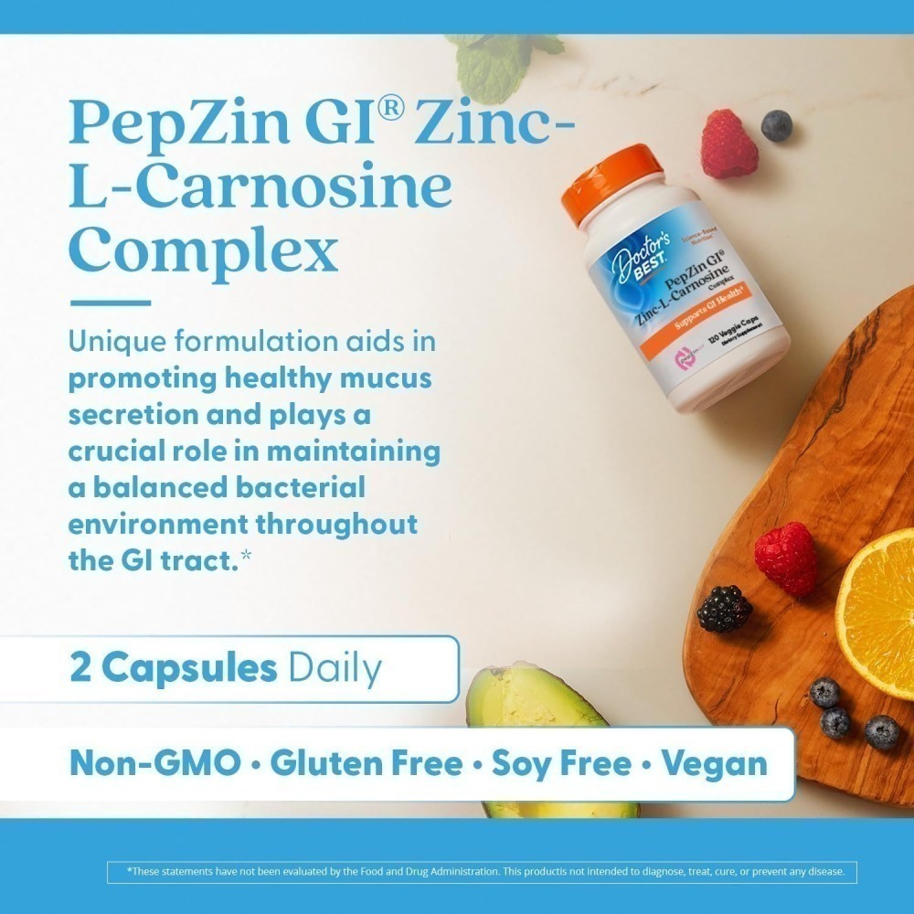 [現貨] Doctor＇s Best PepZin GI® Zinc-L-Carnosine 左旋 肌肽鋅 120顆膠囊-細節圖3