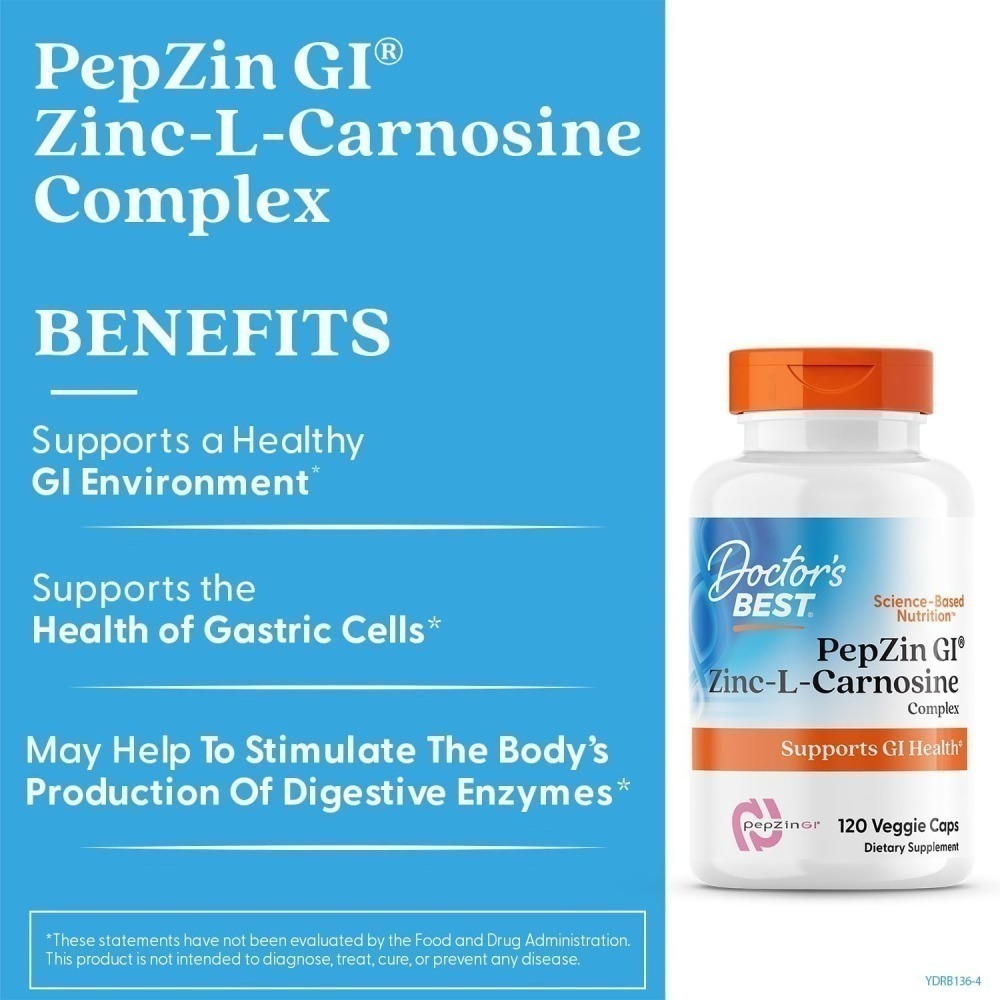 [現貨] Doctor＇s Best PepZin GI® Zinc-L-Carnosine 左旋 肌肽鋅 120顆膠囊-細節圖5