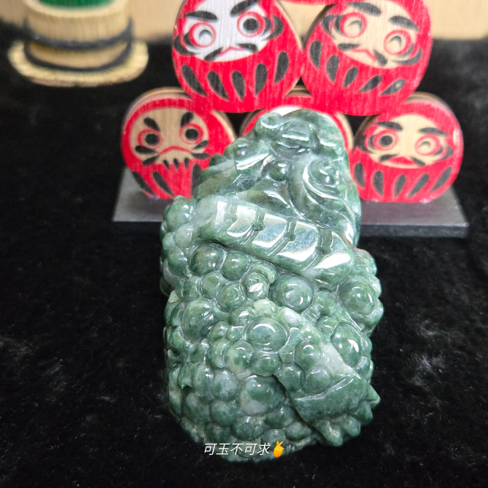 天然 玉石 A貨 翡翠 立體 雕刻 綠花 三腳 金蟾 擺件 紙鎮 生日 新年 交換 父親節 禮物 收藏 擺飾 D0025-細節圖3