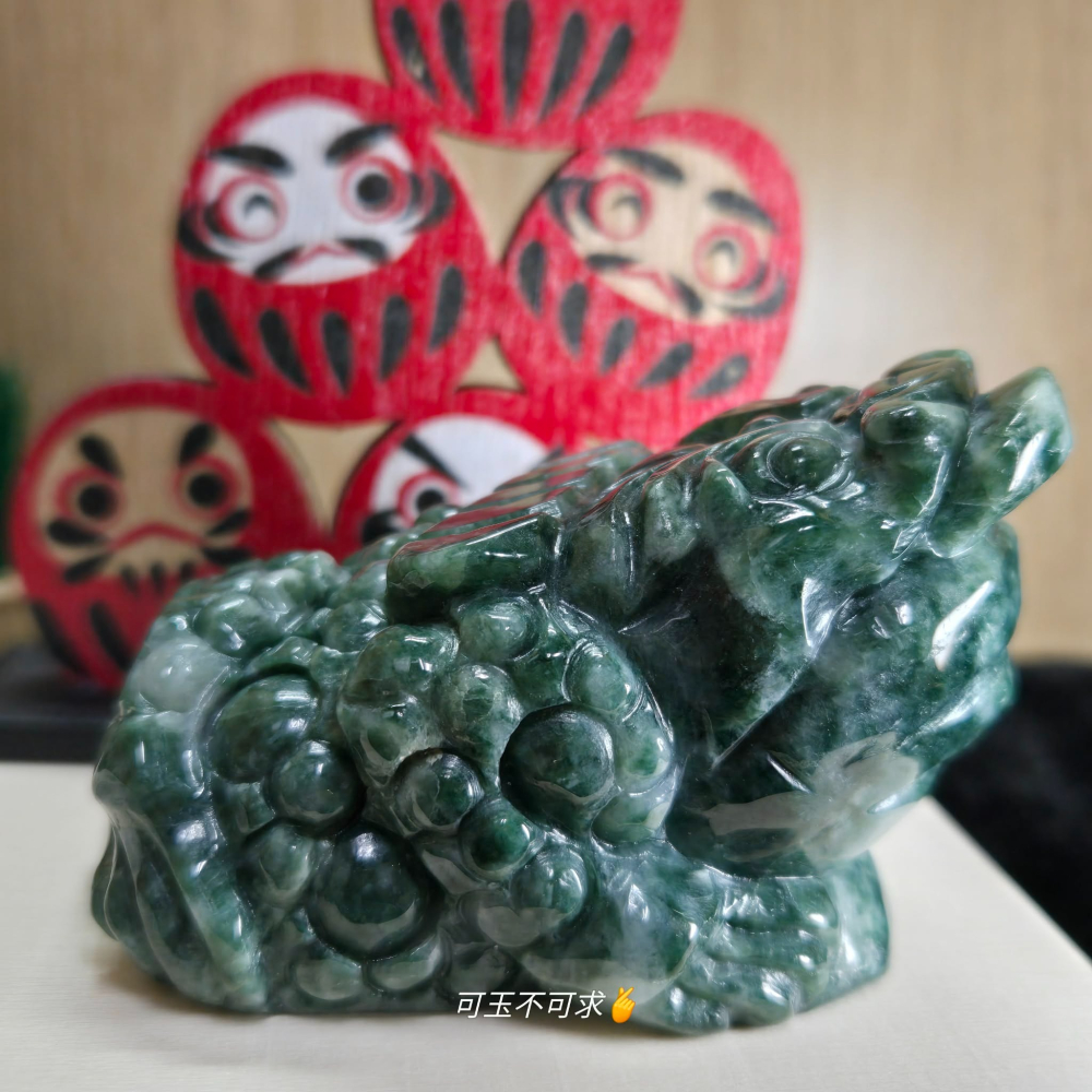 天然 玉石 A貨 翡翠 立體 雕刻 綠花 三腳 金蟾 擺件 紙鎮 生日 新年 交換 父親節 禮物 收藏 擺飾 D0025-細節圖7
