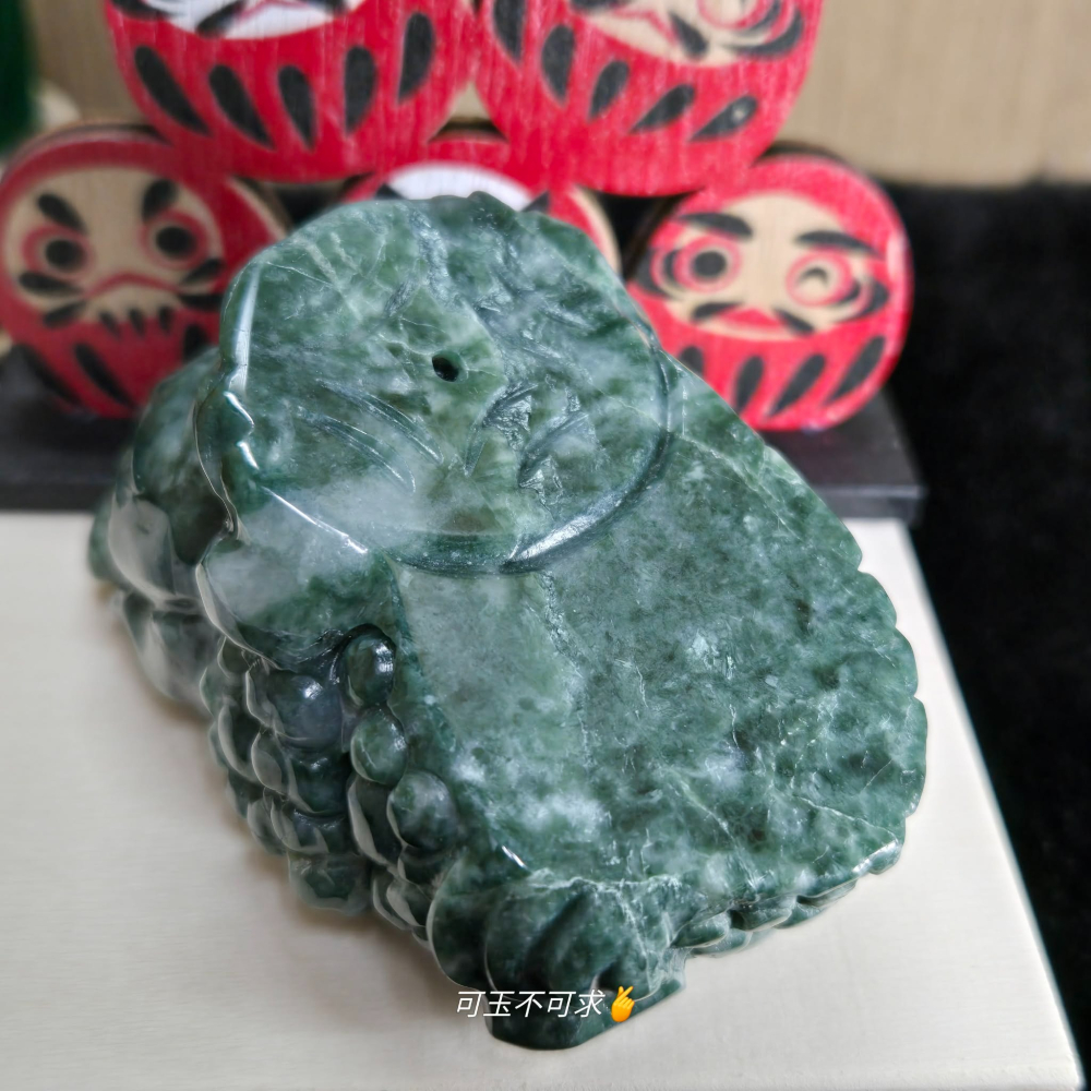 天然 玉石 A貨 翡翠 立體 雕刻 綠花 三腳 金蟾 擺件 紙鎮 生日 新年 交換 父親節 禮物 收藏 擺飾 D0025-細節圖8