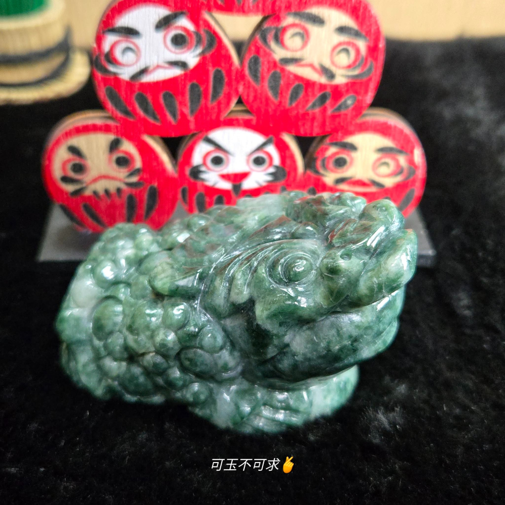 天然 玉石 A貨 翡翠 立體 雕刻 綠花 三腳 金蟾 擺件 紙鎮 生日 新年 交換 父親節 禮物 收藏 擺飾 D0025-細節圖9