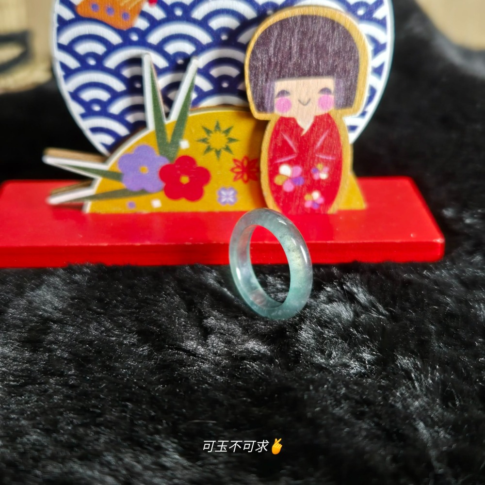 A貨 14.12mm 危 藍水 戒圈 戒指 玉戒 指環 尾戒 飾品 生日 新年 母親節 禮物 收藏 擺飾 A0066-細節圖2