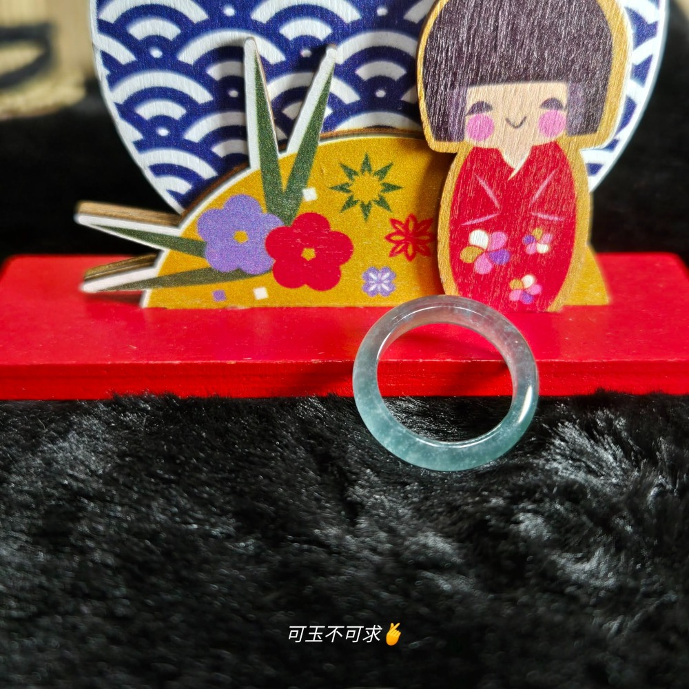 A貨 14.12mm 危 藍水 戒圈 戒指 玉戒 指環 尾戒 飾品 生日 新年 母親節 禮物 收藏 擺飾 A0066-細節圖3