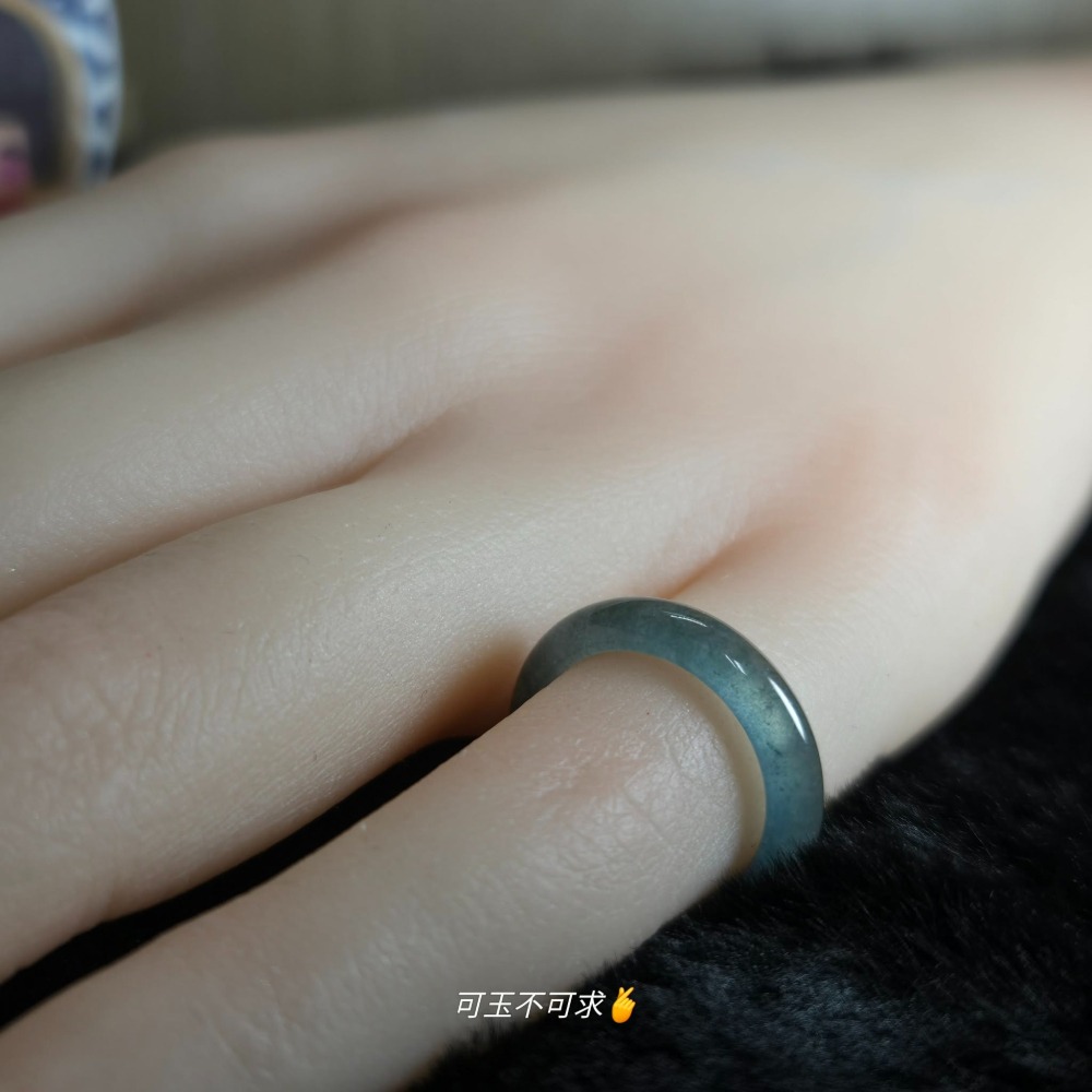 A貨 14.12mm 危 藍水 戒圈 戒指 玉戒 指環 尾戒 飾品 生日 新年 母親節 禮物 收藏 擺飾 A0066-細節圖4