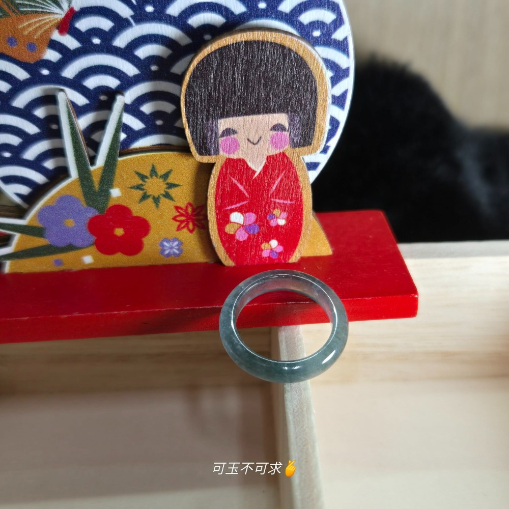 A貨 14.12mm 危 藍水 戒圈 戒指 玉戒 指環 尾戒 飾品 生日 新年 母親節 禮物 收藏 擺飾 A0066-細節圖5