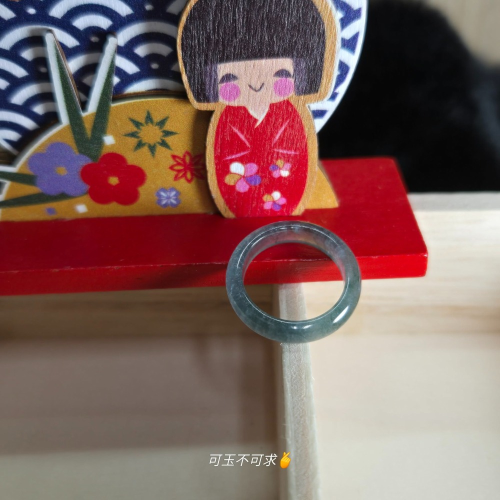 A貨 14.12mm 危 藍水 戒圈 戒指 玉戒 指環 尾戒 飾品 生日 新年 母親節 禮物 收藏 擺飾 A0066-細節圖6