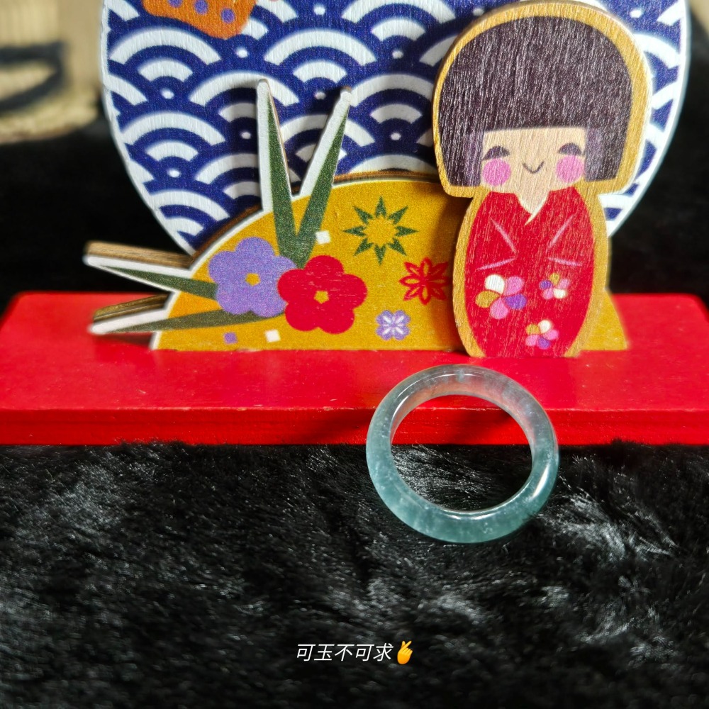 A貨 14.12mm 危 藍水 戒圈 戒指 玉戒 指環 尾戒 飾品 生日 新年 母親節 禮物 收藏 擺飾 A0066-細節圖7