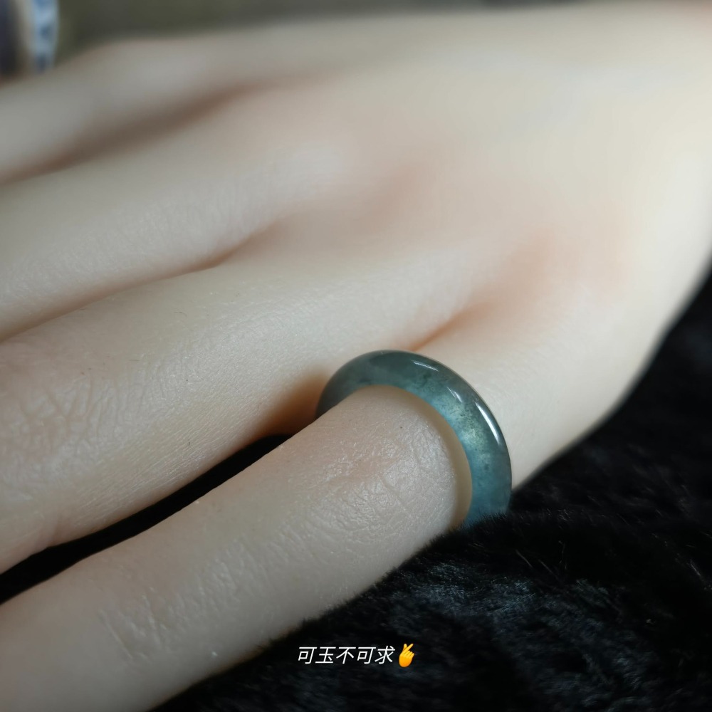 A貨 14.12mm 危 藍水 戒圈 戒指 玉戒 指環 尾戒 飾品 生日 新年 母親節 禮物 收藏 擺飾 A0066-細節圖8