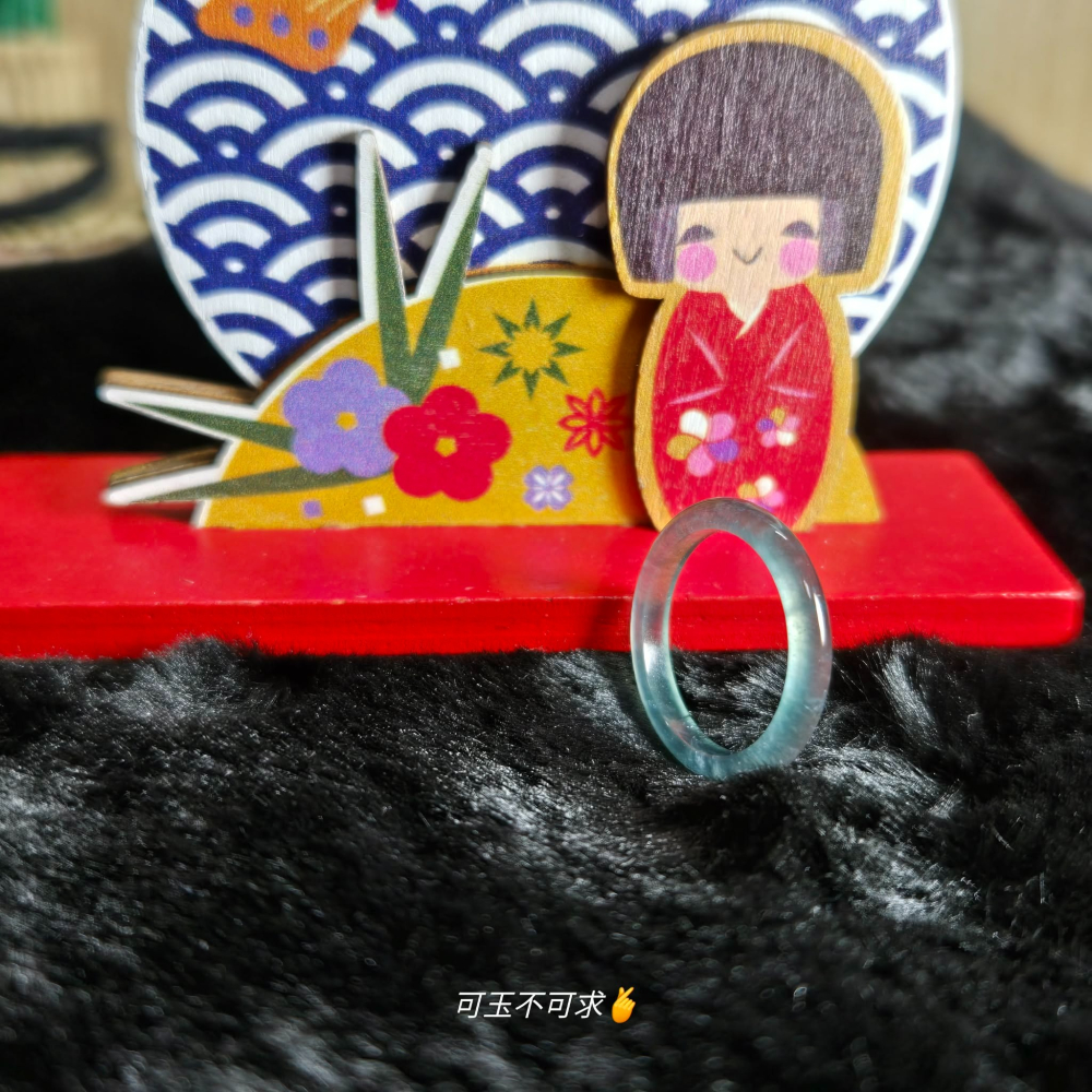 A貨 15.02mm 危 藍水 戒圈 戒指 玉戒 指環 尾戒 飾品 生日 新年 母親節 禮物 收藏 擺飾 A0044-細節圖2