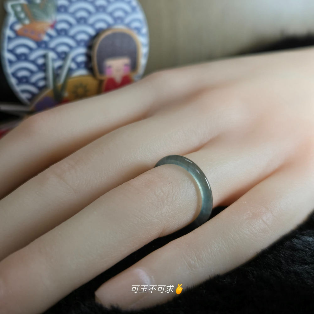 A貨 15.02mm 危 藍水 戒圈 戒指 玉戒 指環 尾戒 飾品 生日 新年 母親節 禮物 收藏 擺飾 A0044-細節圖4