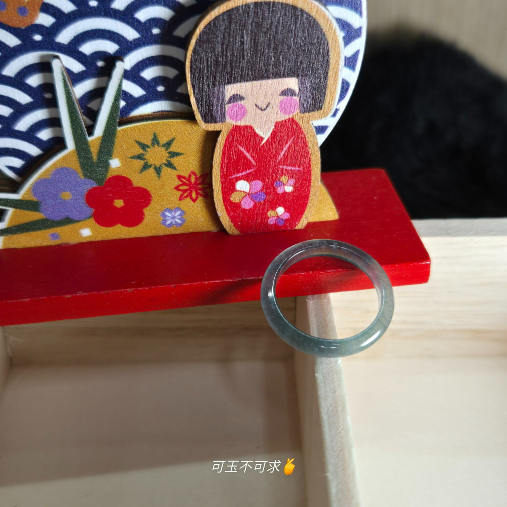 A貨 15.02mm 危 藍水 戒圈 戒指 玉戒 指環 尾戒 飾品 生日 新年 母親節 禮物 收藏 擺飾 A0044-細節圖5