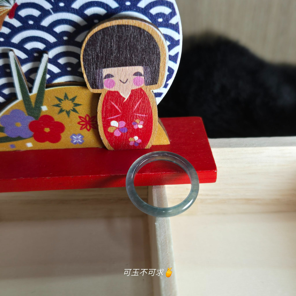 A貨 15.02mm 危 藍水 戒圈 戒指 玉戒 指環 尾戒 飾品 生日 新年 母親節 禮物 收藏 擺飾 A0044-細節圖8