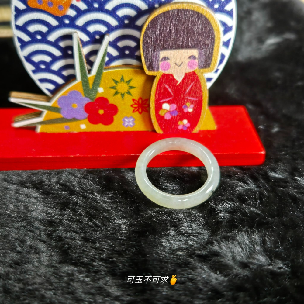 緬甸 A貨 16.64mm 淺烏雞 水墨畫 戒圈 戒指 玉戒 指環 飾品 生日 新年 聖誕 禮物 收藏 擺飾 A0082-細節圖7