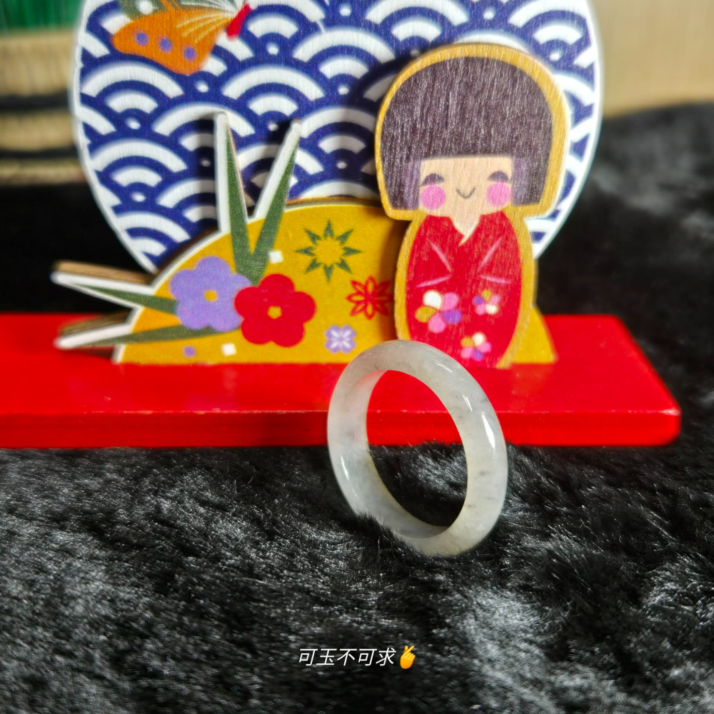 緬甸 A貨 17.83mm 淺烏雞 水墨畫 戒圈 戒指 玉戒 指環 飾品 生日 新年 父親節 禮物 收藏 A0083-細節圖2