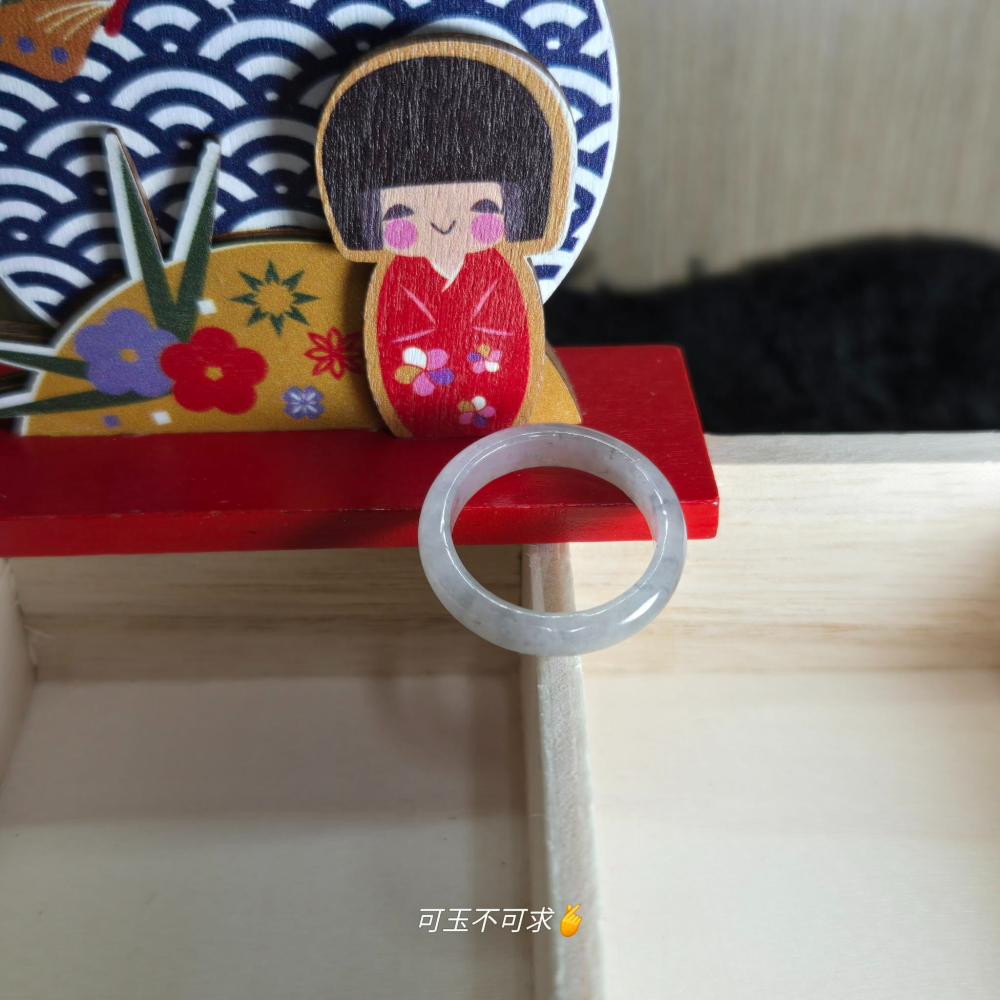 緬甸 A貨 17.83mm 淺烏雞 水墨畫 戒圈 戒指 玉戒 指環 飾品 生日 新年 父親節 禮物 收藏 A0083-細節圖3