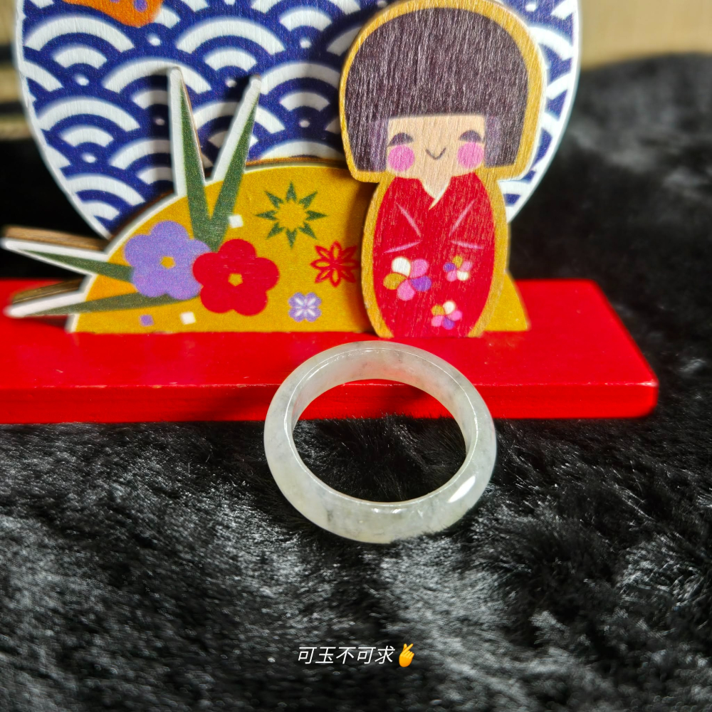 緬甸 A貨 17.83mm 淺烏雞 水墨畫 戒圈 戒指 玉戒 指環 飾品 生日 新年 父親節 禮物 收藏 A0083-細節圖6