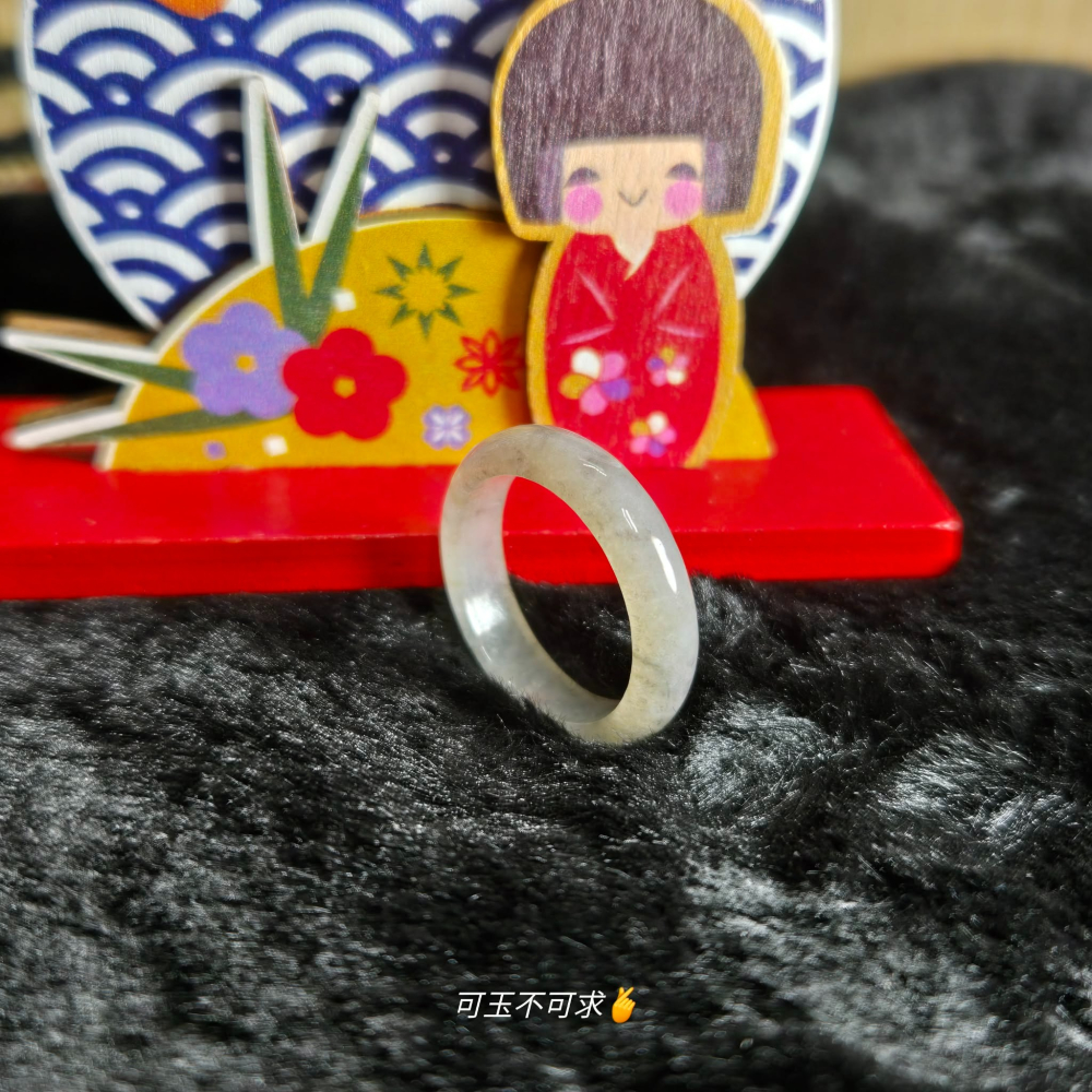 緬甸 A貨 17.83mm 淺烏雞 水墨畫 戒圈 戒指 玉戒 指環 飾品 生日 新年 父親節 禮物 收藏 A0083-細節圖7
