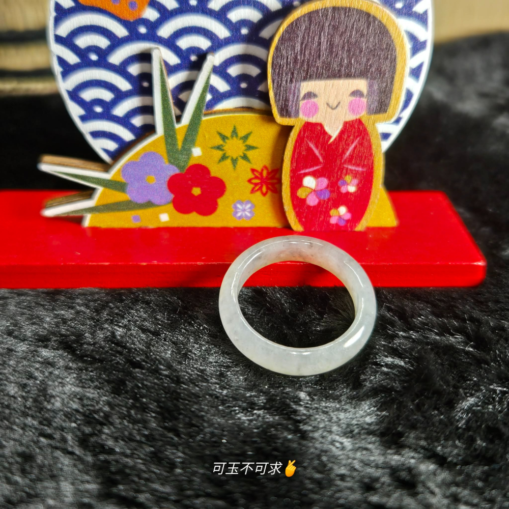 緬甸 A貨 17.83mm 淺烏雞 水墨畫 戒圈 戒指 玉戒 指環 飾品 生日 新年 父親節 禮物 收藏 A0083-細節圖8