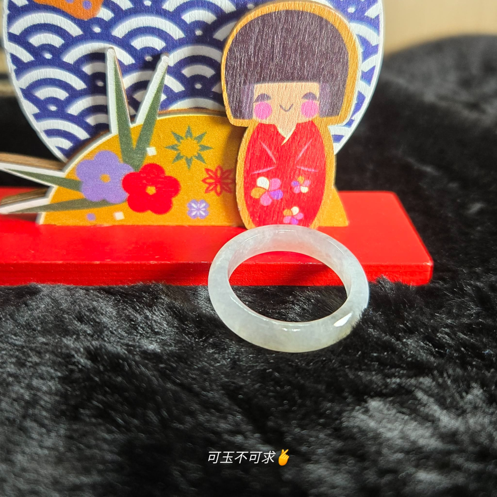 緬甸 A貨 18.55mm 淺烏雞 水墨畫 戒圈 戒指 玉戒 指環 飾品 生日 父親節 聖誕 禮物 收藏 A0084-細節圖2