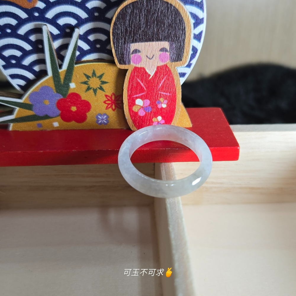 緬甸 A貨 18.55mm 淺烏雞 水墨畫 戒圈 戒指 玉戒 指環 飾品 生日 父親節 聖誕 禮物 收藏 A0084-細節圖3