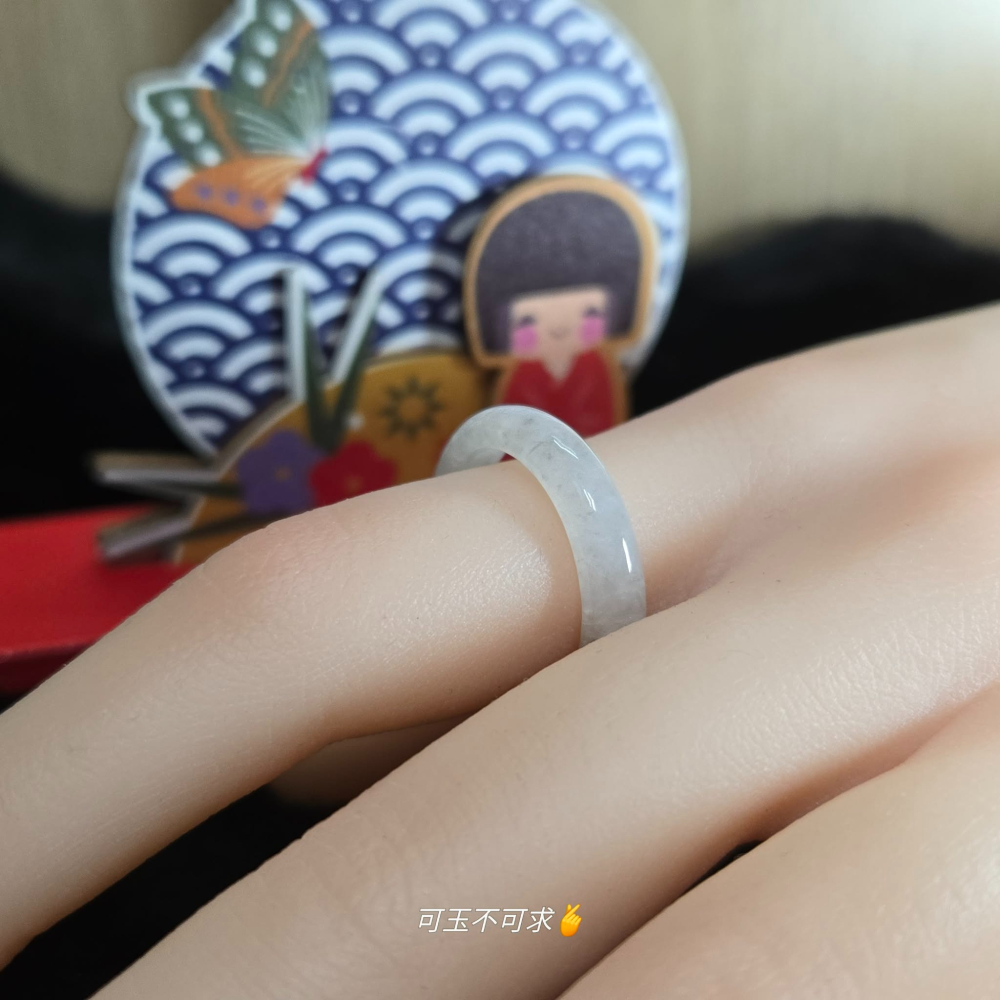 緬甸 A貨 18.55mm 淺烏雞 水墨畫 戒圈 戒指 玉戒 指環 飾品 生日 父親節 聖誕 禮物 收藏 A0084-細節圖4