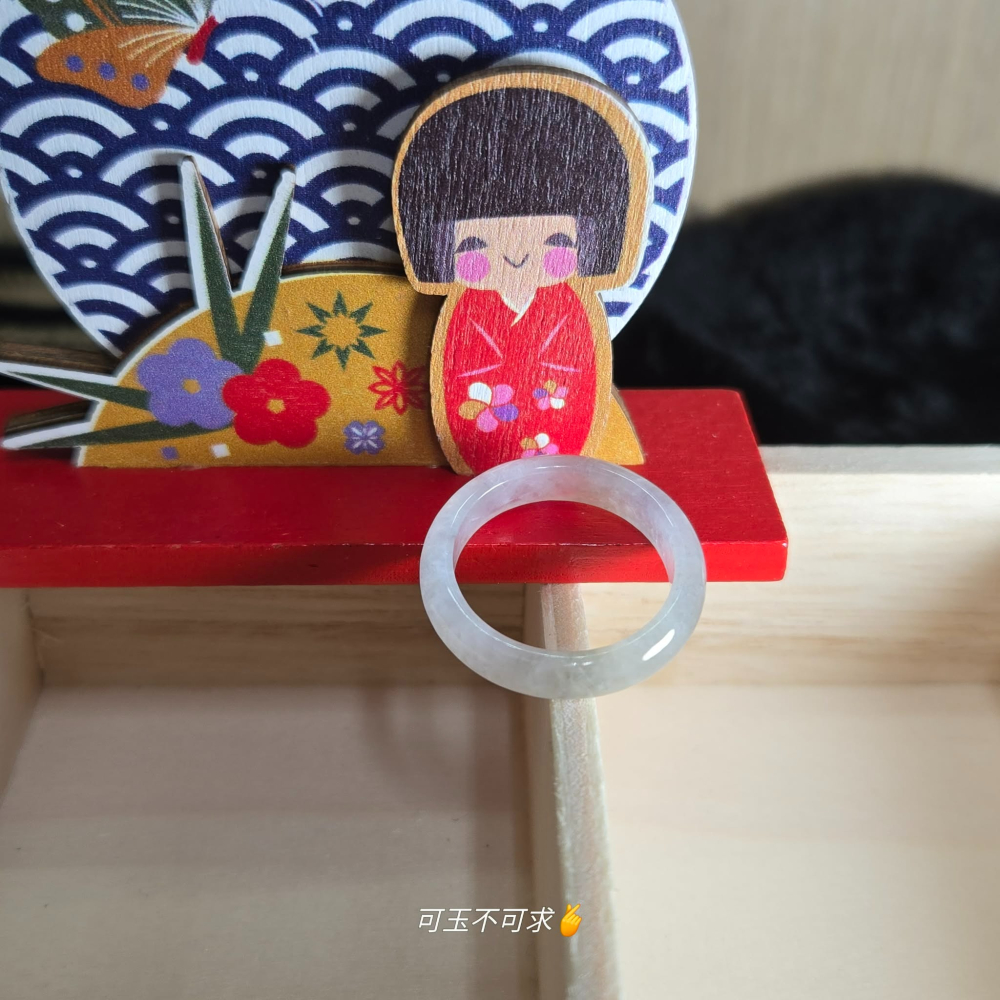緬甸 A貨 18.55mm 淺烏雞 水墨畫 戒圈 戒指 玉戒 指環 飾品 生日 父親節 聖誕 禮物 收藏 A0084-細節圖5