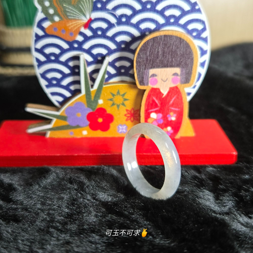 緬甸 A貨 18.55mm 淺烏雞 水墨畫 戒圈 戒指 玉戒 指環 飾品 生日 父親節 聖誕 禮物 收藏 A0084-細節圖6