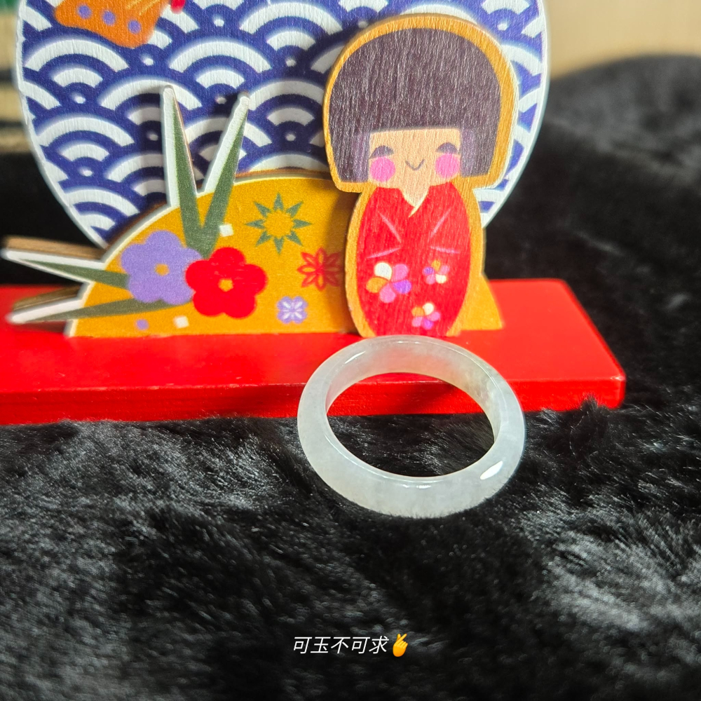 緬甸 A貨 18.55mm 淺烏雞 水墨畫 戒圈 戒指 玉戒 指環 飾品 生日 父親節 聖誕 禮物 收藏 A0084-細節圖7