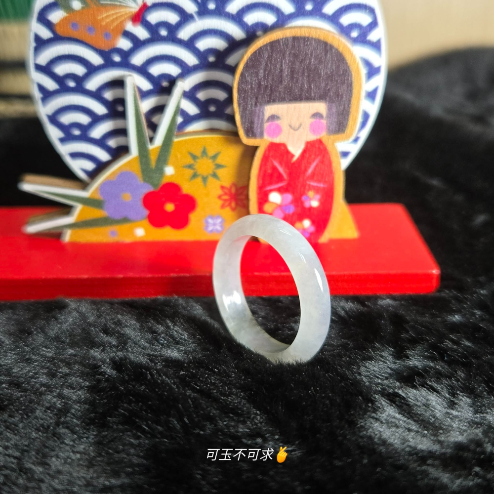 緬甸 A貨 18.55mm 淺烏雞 水墨畫 戒圈 戒指 玉戒 指環 飾品 生日 父親節 聖誕 禮物 收藏 A0084-細節圖8