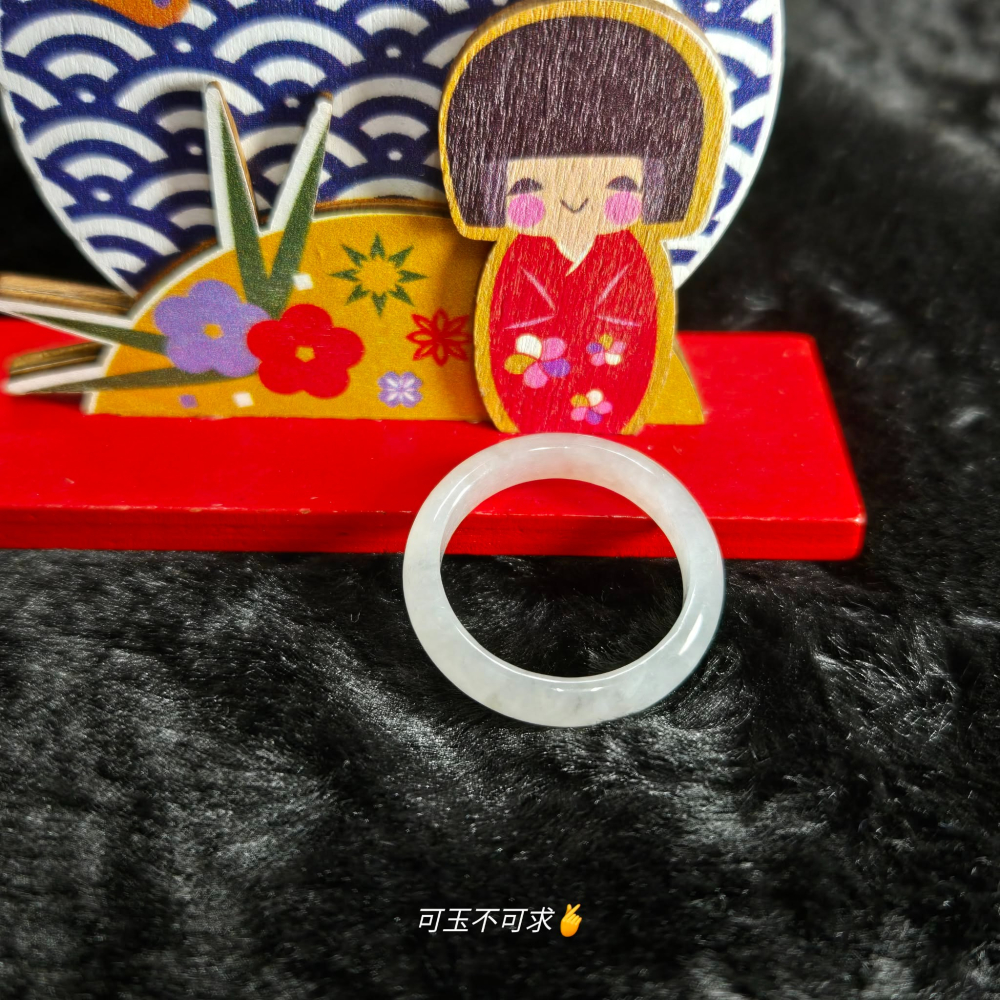 緬甸 A貨 19.15mm 白烏雞 水墨畫 戒圈 戒指 玉戒 指環 飾品 生日 父親節 聖誕 禮物 收藏 A0085-細節圖5