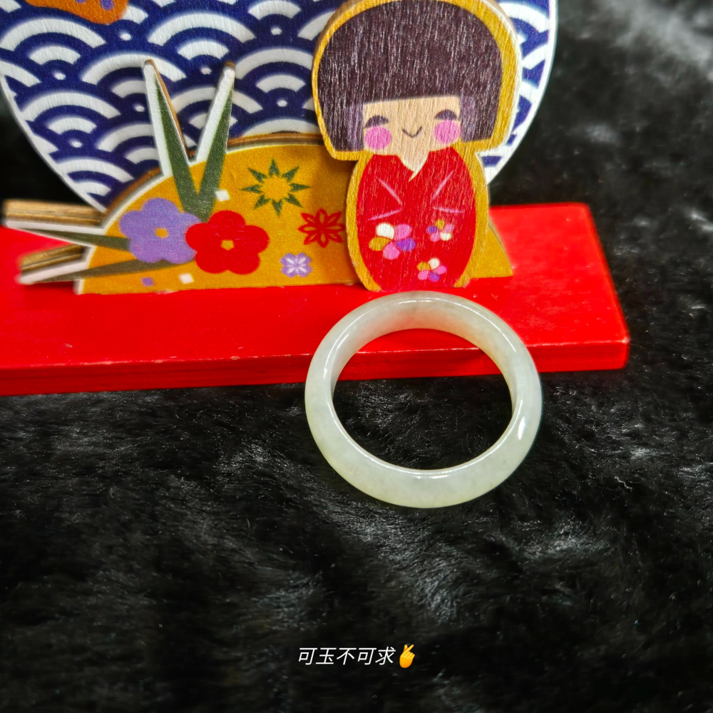 緬甸 A貨 20.02mm 淺烏雞 帶黃 水墨畫 戒圈 戒指 玉戒 指環 飾品 生日 父親節 聖誕 禮物 A0086-細節圖7